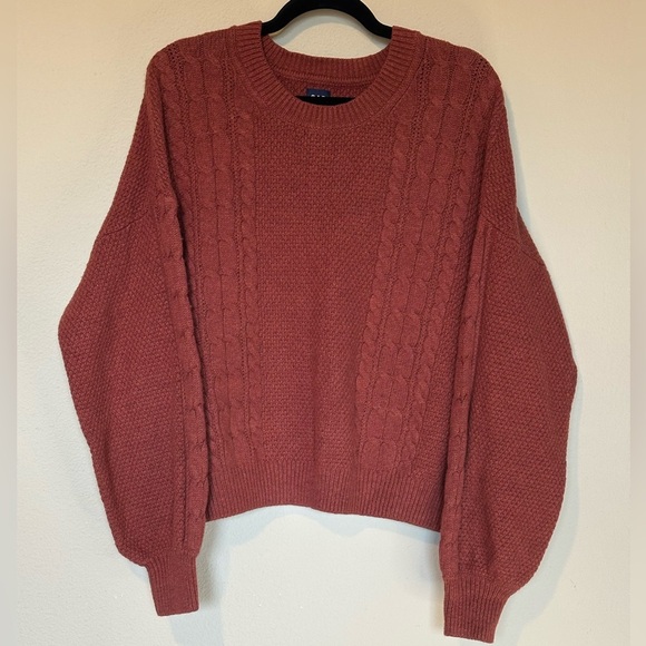 GAP Cable Knit Wool Blend Sweater in Burnt Red Size XL - Picture 2 of 7
